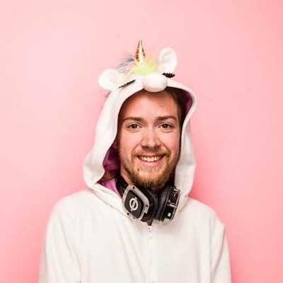 Squish in a unicorn costume